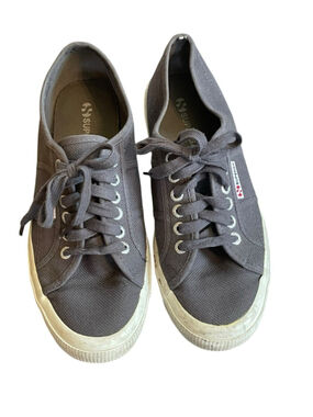Superga Canvas Sneakers Women’s 8.5 Dark Gray Lace Up Casual Shoe Sneakers
